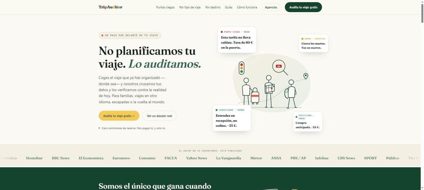 Portada de TripAuditor, auditoría independiente de viajes